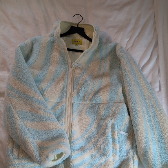 Golf Wang Light Blue and Cream Fleece Jacket - Picture 1 of 6